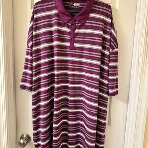 Callaway Men's Opti Dri Performance Polo Big & Tall 5XLT Plum White Gray Stripes